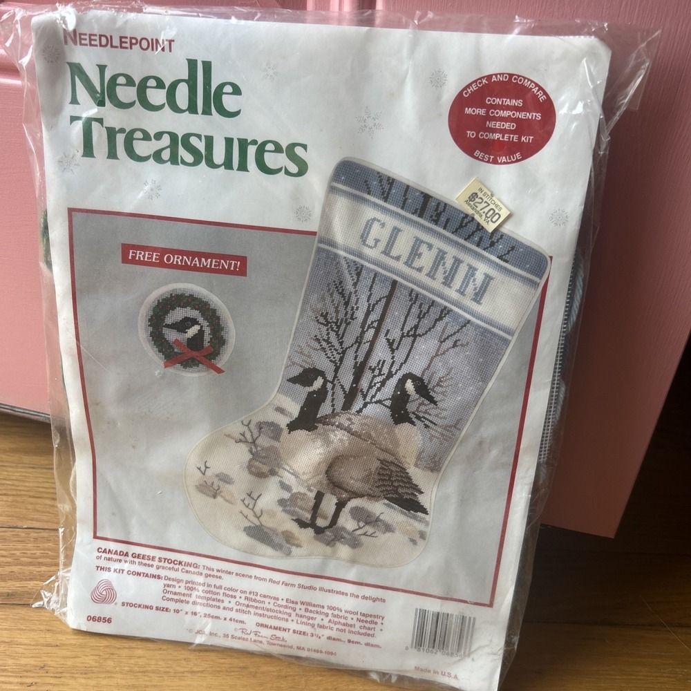 Vtg Needle Treasures Canada Geese Needlepoint Stocking Kit‎ Birds Snow Winter